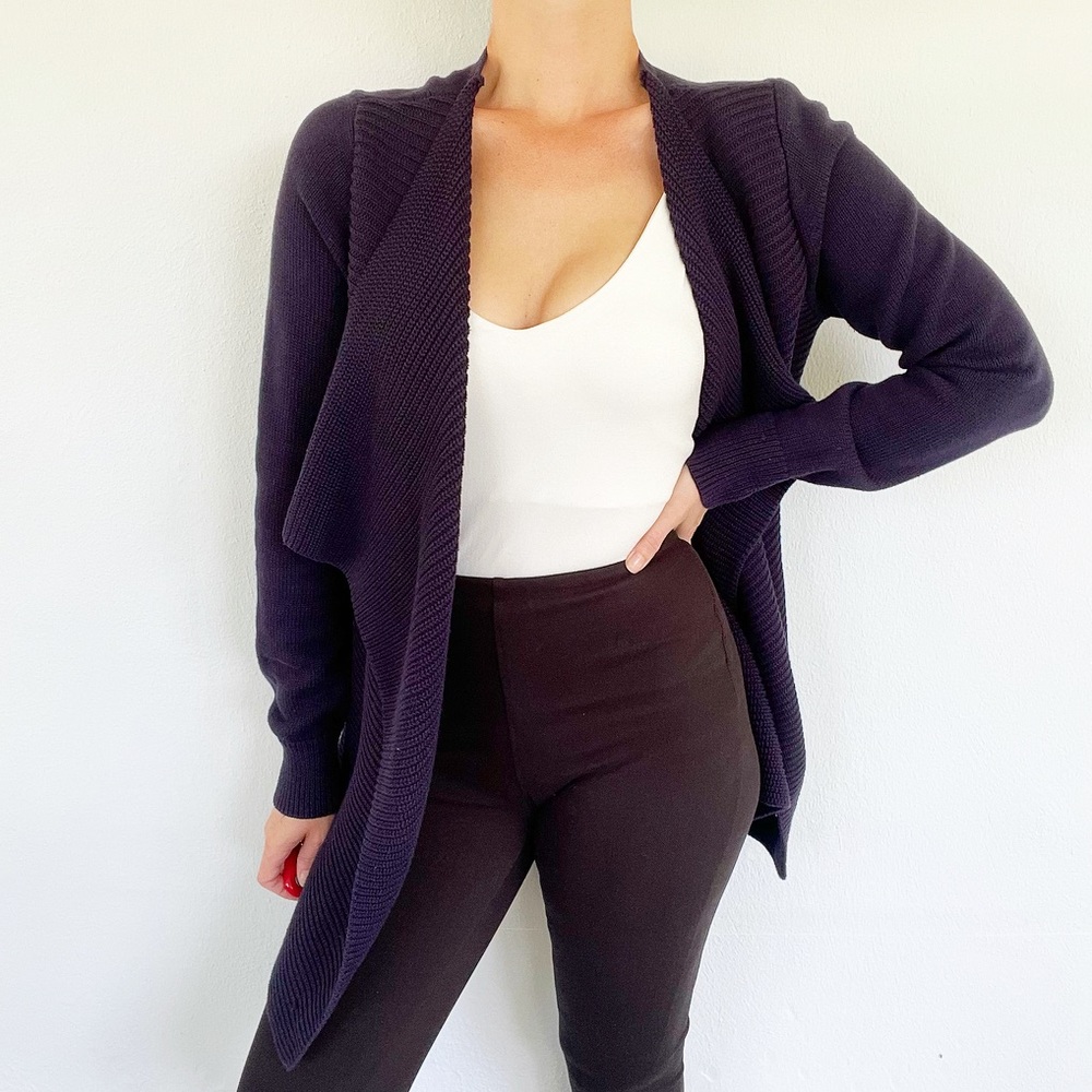 Gap Body navy blue long knit cotton drape style cardigan size small